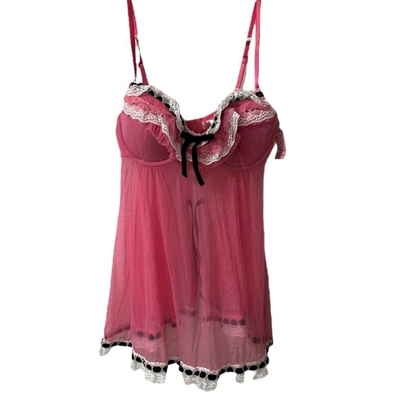 Jezebel Pink Sheer Lace Trim Babydoll Lingerie Size Small NWT‎ - Picture 3 of 10